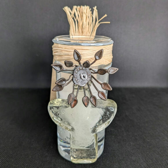 Jan Barboglio Adelita House Blessing Clear Glass Angel w Iron Flower Candle New - Picture 1 of 10